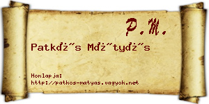 Patkós Mátyás névjegykártya